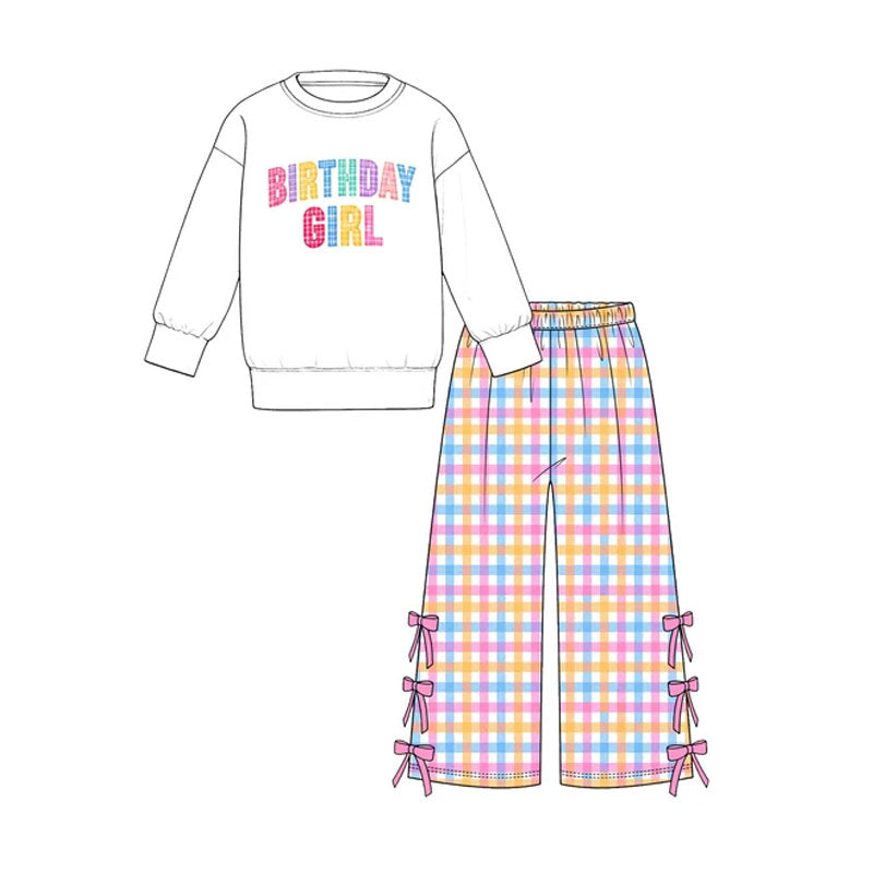10.30  GLP4099 Preorder Baby Girls Birthday Girl Colorful Gingham Pants Outfit