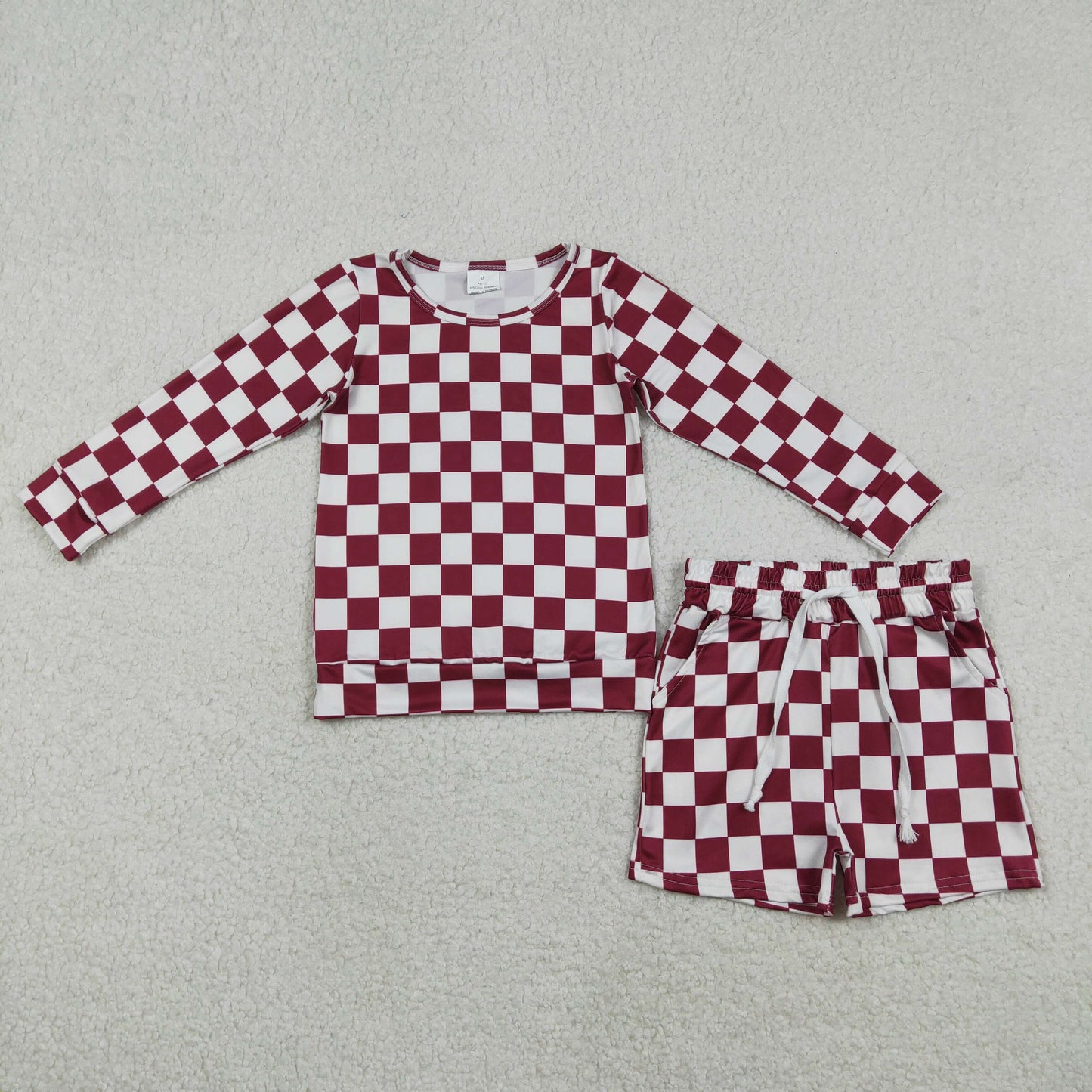 Sibling Baby Girls Long Sleeve Checked Camo Print Top Shorts Pajamas Clothes Sets