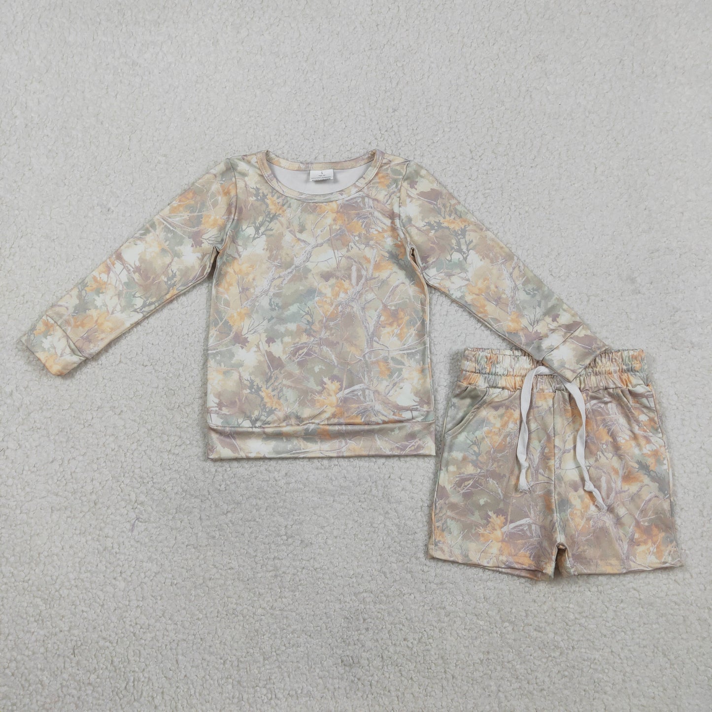 Sibling Baby Girls Long Sleeve Checked Camo Print Top Shorts Pajamas Clothes Sets