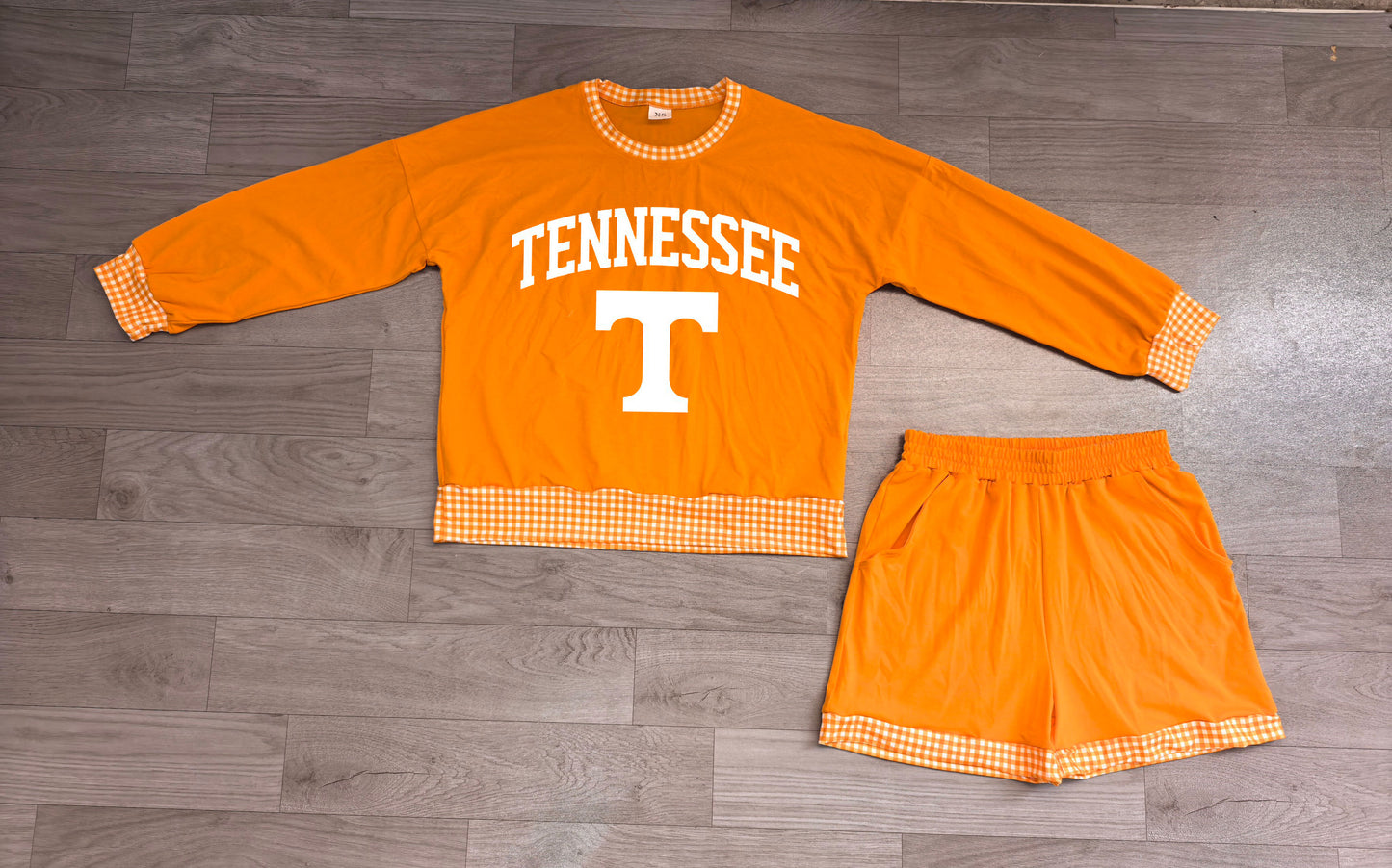 7.25 GLS0176 Preorder Teams Tennessee Long Sleeve Top Pocket Shorts Woman Clothes Set