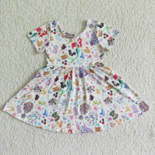 (Promotion)Cartoon Characters Short Sleeves knee length dress - GSD0050
