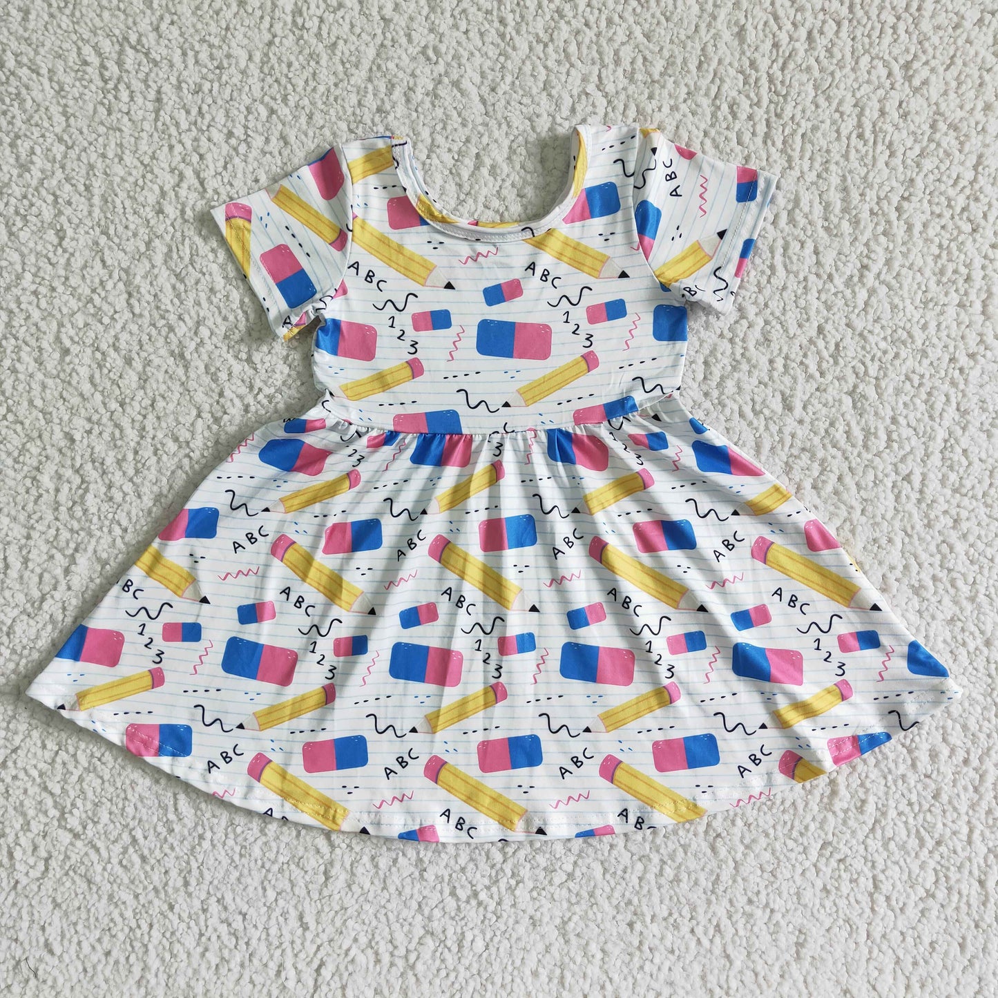 GSD0076 Pen ABC Girls Back to School Short Sleeve Dress