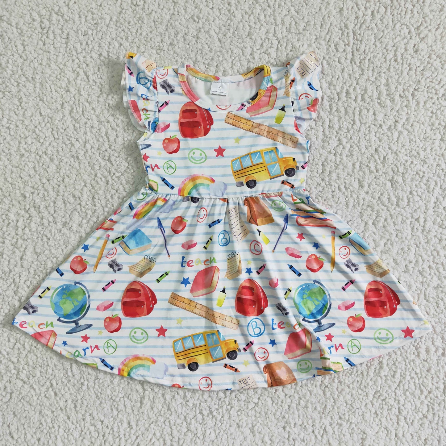 Flutter sleeve knee length back to school dress  GSD0085