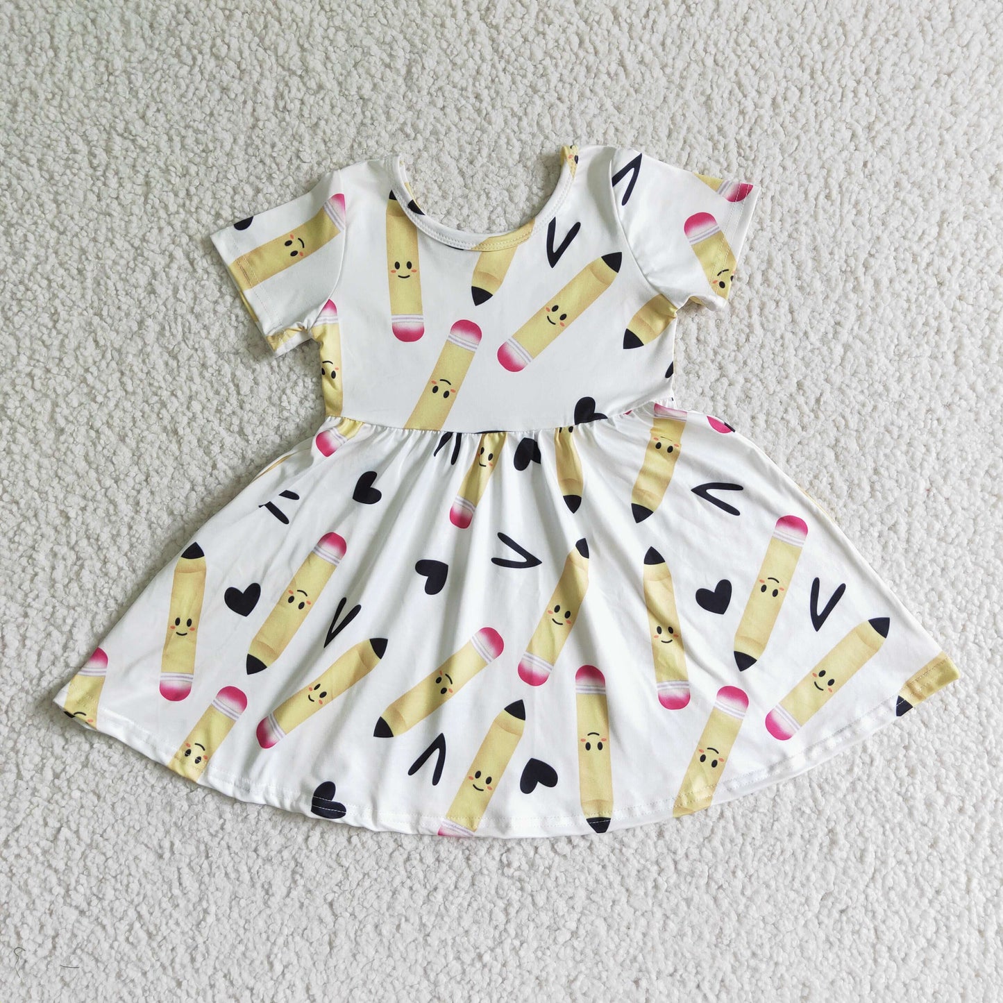 GSD0089 Pen Girls Back to School Short Sleeve Dress