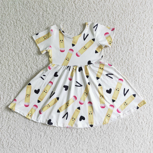 GSD0089 Pen Girls Back to School Short Sleeve Dress