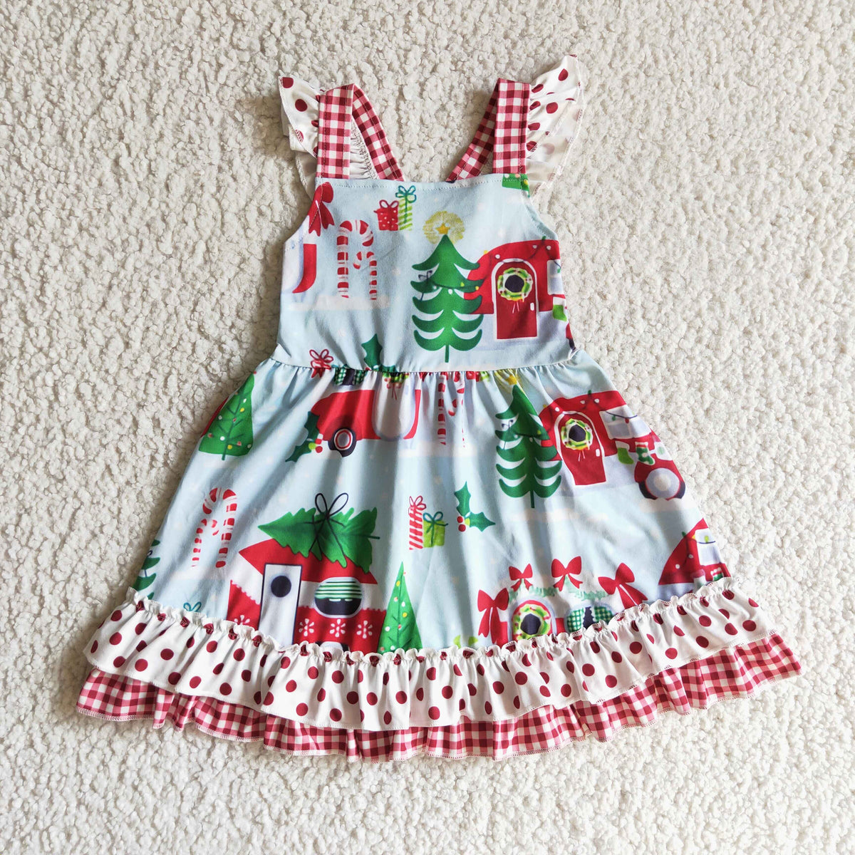 Girls flutter sleeve Christmas dress       GSD0145