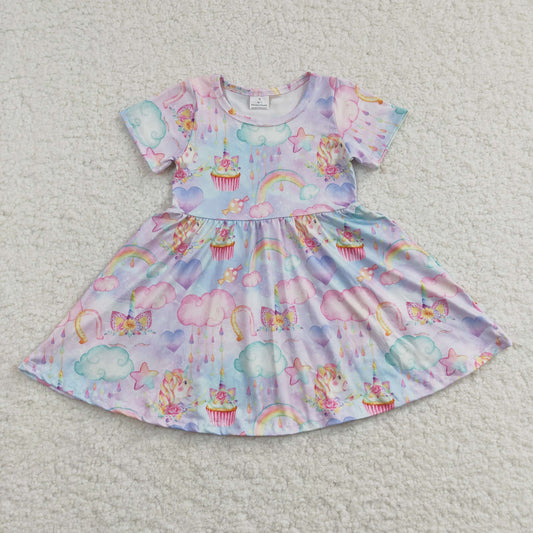 Girls rainbow horse print dress  GSD0166