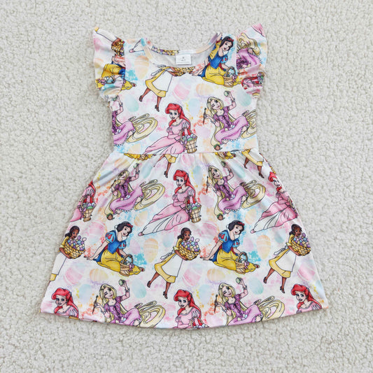 Girls Cartoon Princess print Easter dress  GSD0168