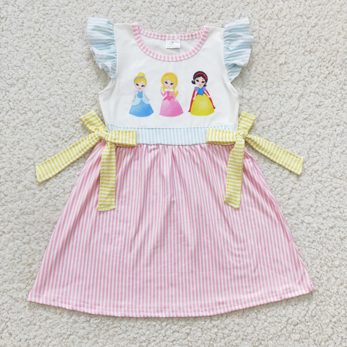 Girls flutter sleeves Cartoon Princess print dress  GSD0176