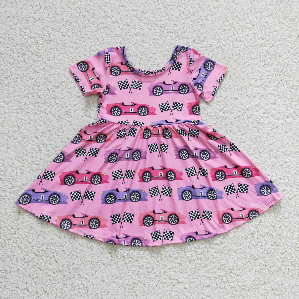 Girls PINK cars print summer dress  GSD0177