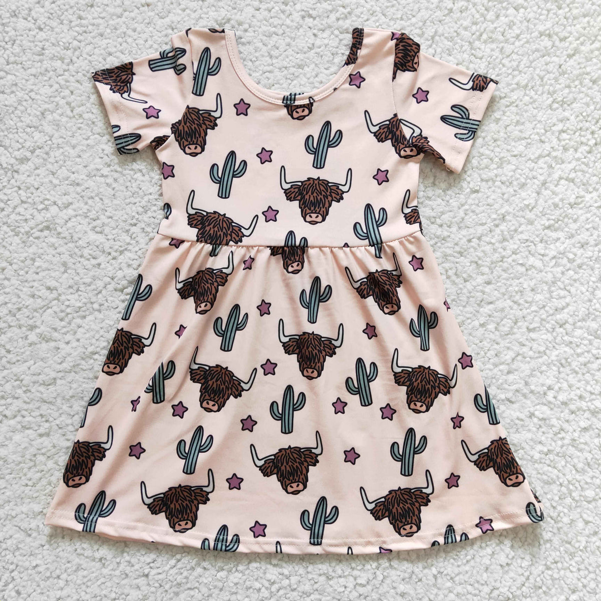 Girls cow print dress  GSD0178