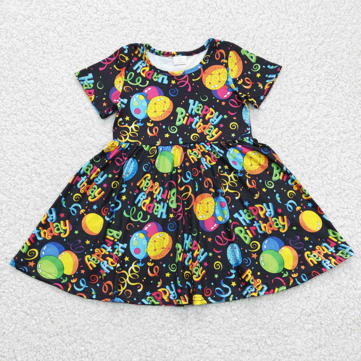Girls Happy Birthday print dress  GSD0182