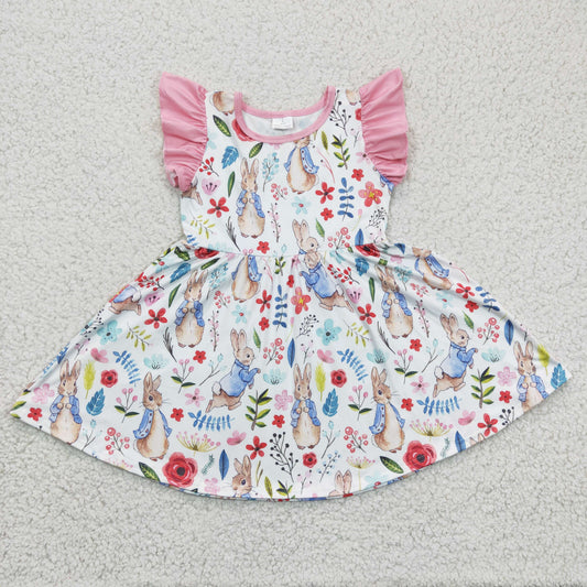 Girls bunny print Easter dress    GSD0229
