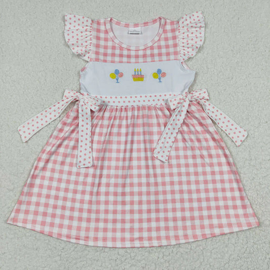 Sibling Baby Girls Birthday Flutter Sleeve Bows Rompers Dresses