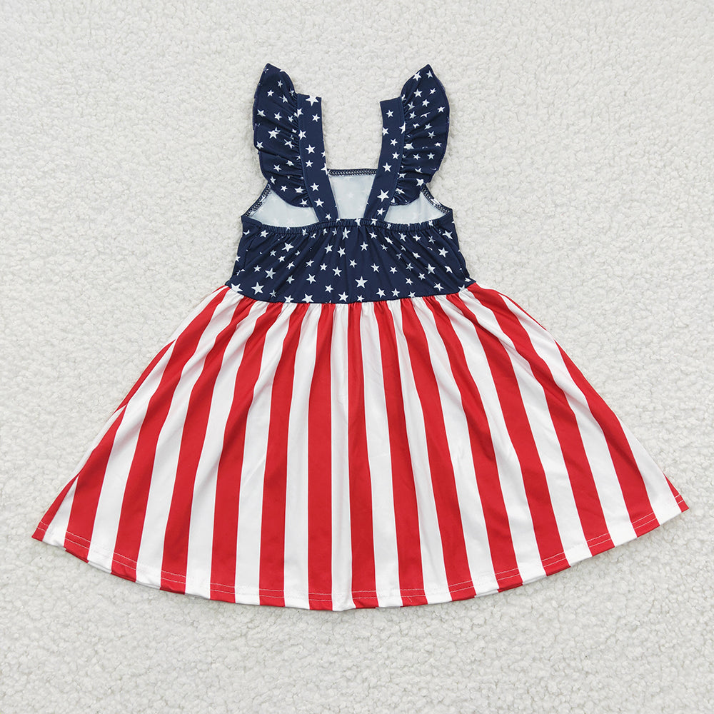 GSD0289 Girls Patriotic Star & Stripe Strap Dress - Fourth of July