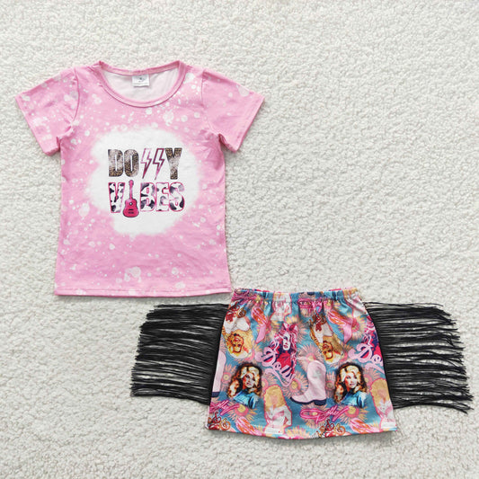 GSD0317 Singer Doll* Pink Top Tassel Skirts Girls Summer Clothes Set
