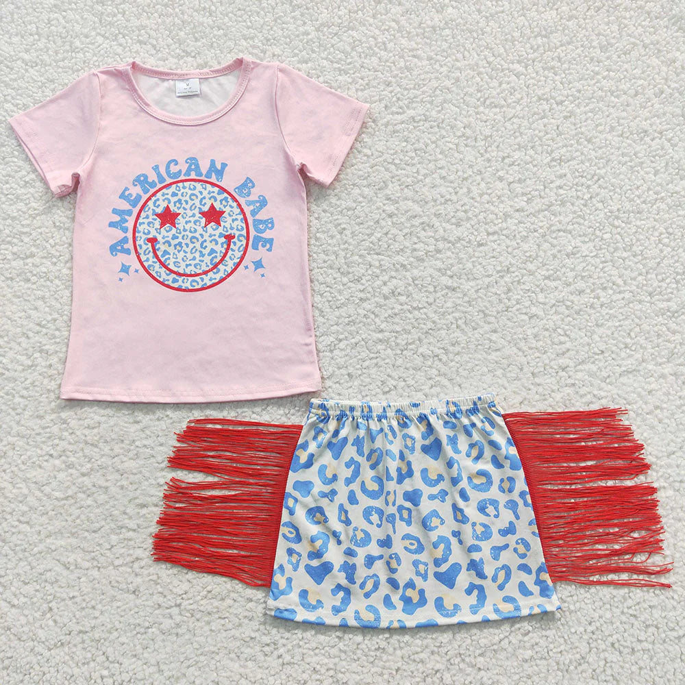 Sibling Baby Girls Western Top Tassel Skirts Outfits Sets