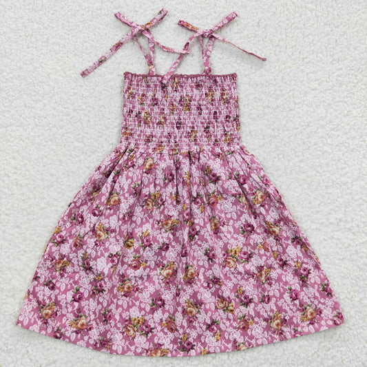 GSD0377 Baby Girls Pink Floral Smocked Strap Dress $5.5