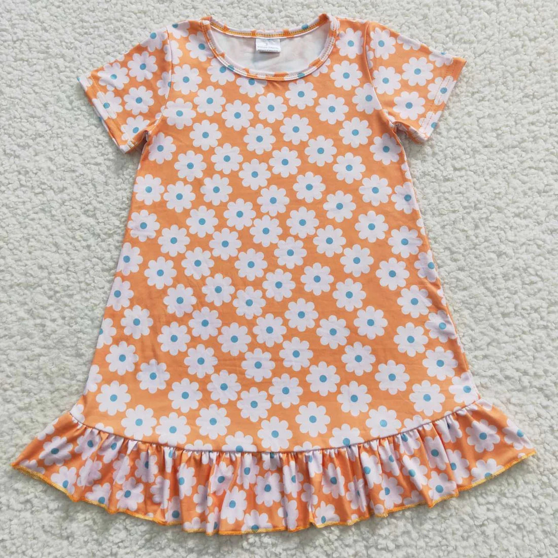 Sibling Baby Girls Flowers Checked Ruffle Knee Length Dresses