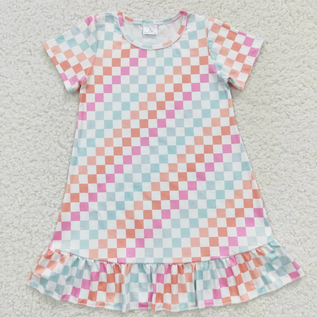 Sibling Baby Girls Flowers Checked Ruffle Knee Length Dresses