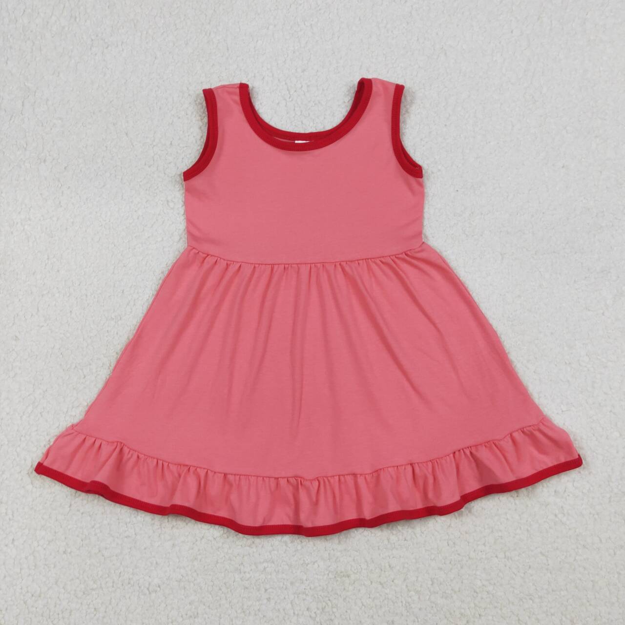 GSD0656 Watermelon Cotton Girls Sleeveless Knee Length Dress