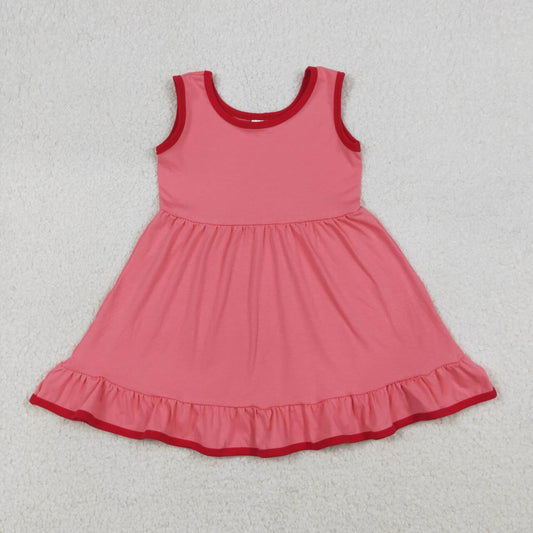 GSD0656 Watermelon Cotton Girls Sleeveless Knee Length Dress