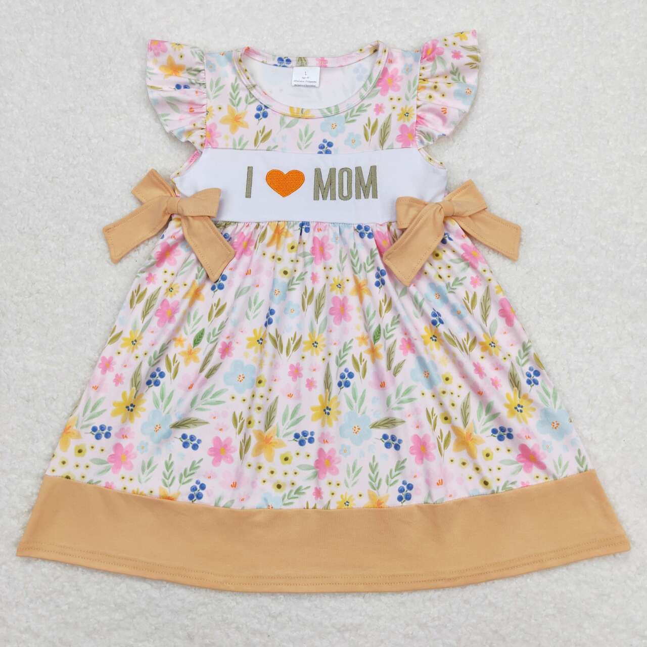 Embroidery I Love Mom Sibling Shorts Set Dreess and Romper