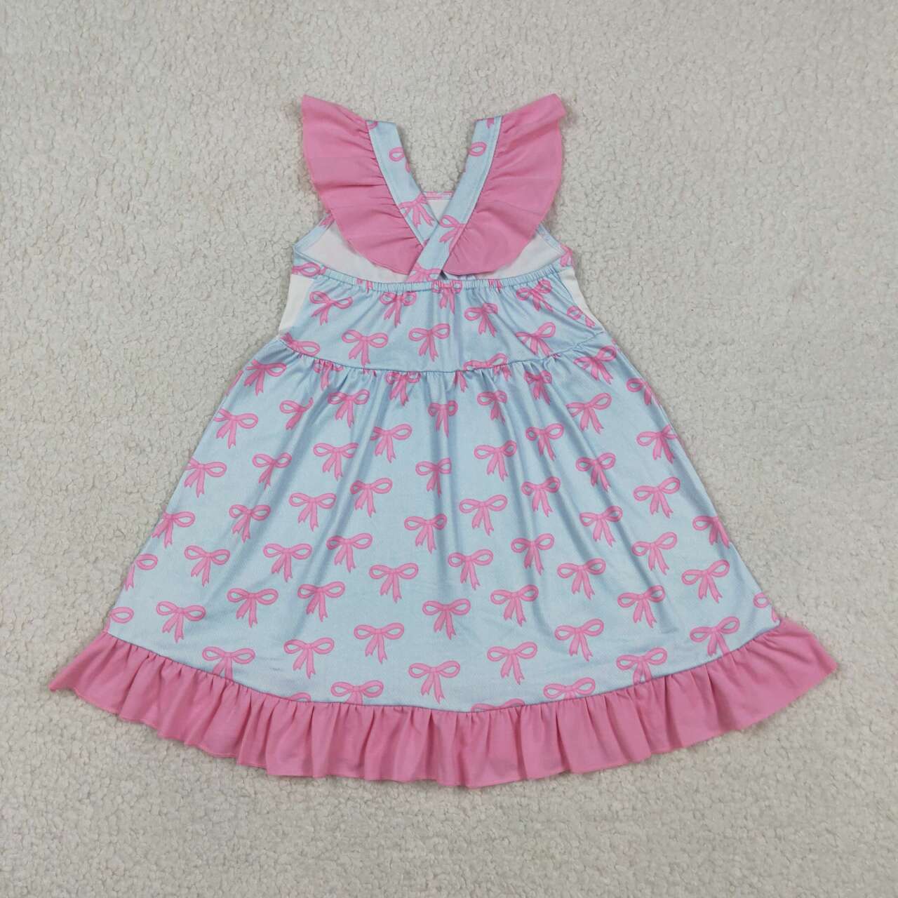 Pink Bow Print Mama's Girl Dress +Ruffle Bubble Romper For Sibling Sister