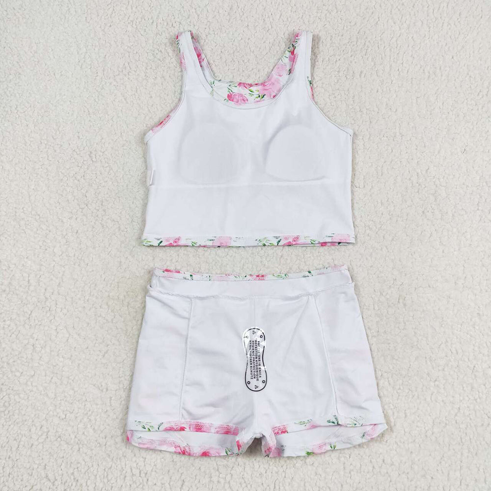6 Print Tank Top Skirts Shorts Girls Summer Yoga Clothes Set Sibling Wear