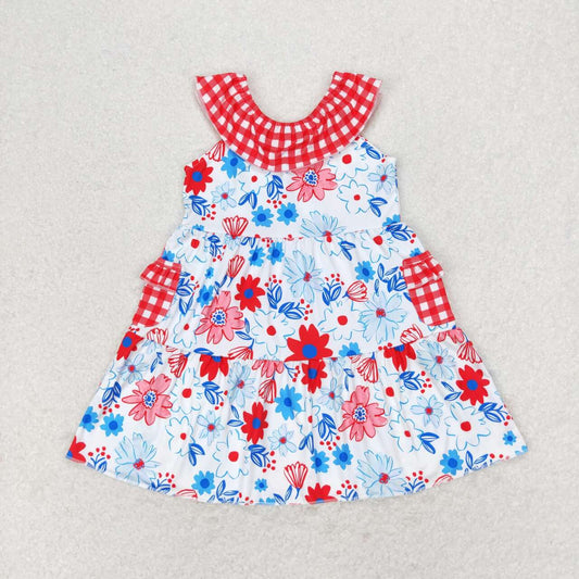 GSD1013 Flowers Pockets Baby Girls 4th of July Dress