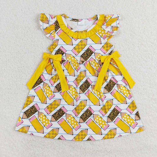GSD1038 Pen Smiling Leopard Stripes Girls Back to School Dress