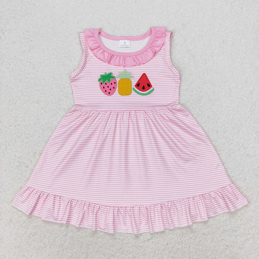 Sibling Baby Girls Embroidery Watermelon Summer Dress