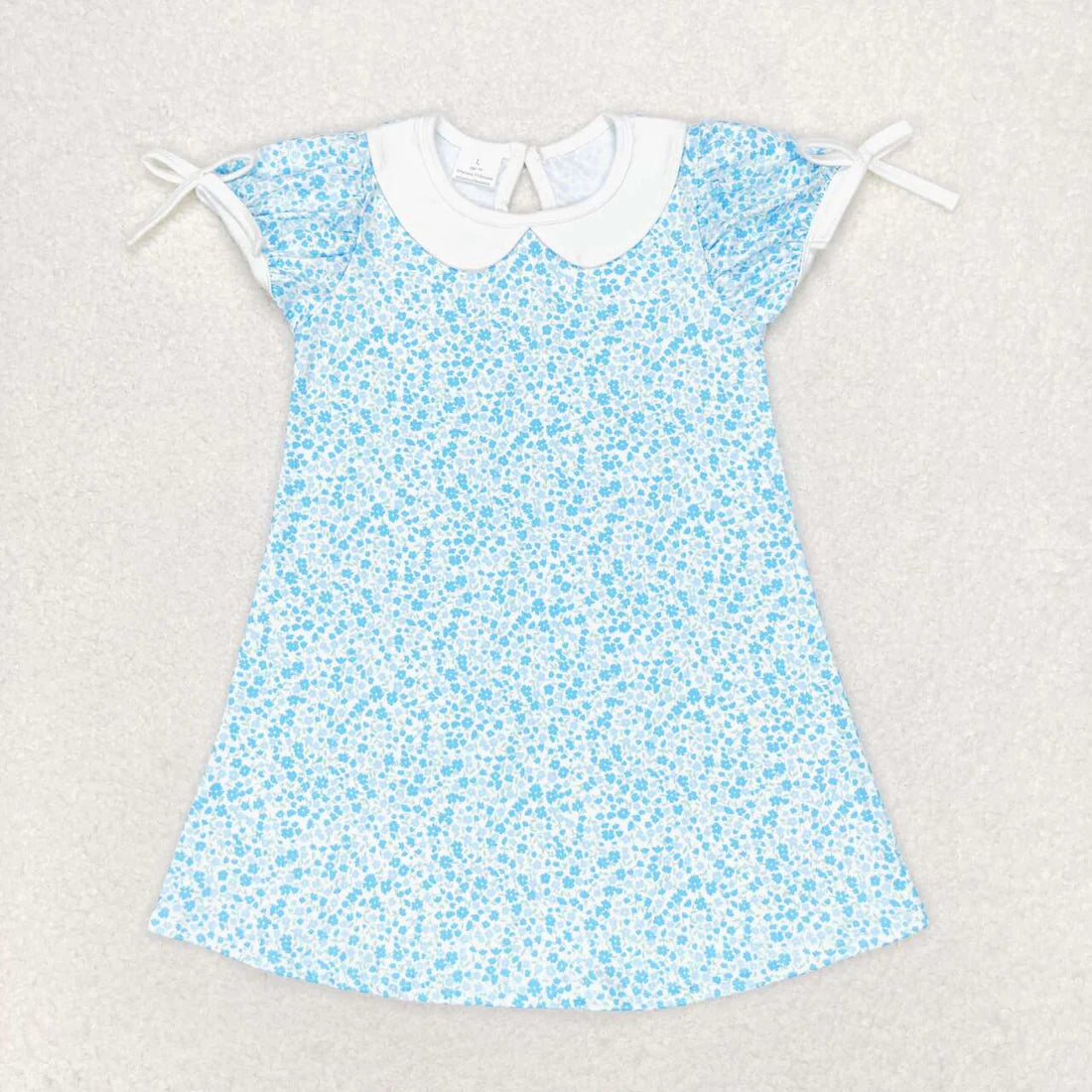 Sibling Baby Girls Flowers Plaid Short Ruffle Sleeve Knee Length Dresses