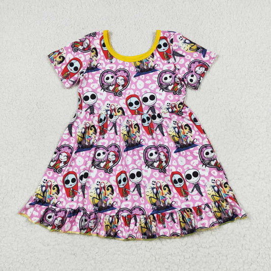GSD1317 Nightmar* Leopard Pink Girls Halloween Knee Length Dress