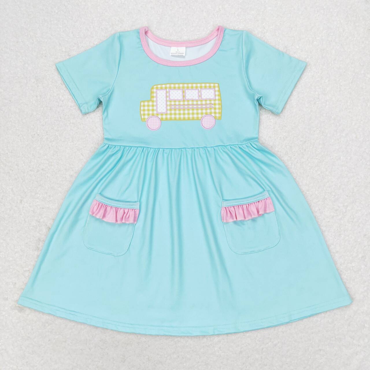 GSD1341 School Bus Blue Pockets Girls Back to School Dress