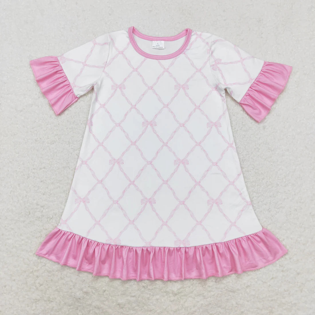 Sibling Baby Girls Flowers Plaid Short Ruffle Sleeve Knee Length Dresses