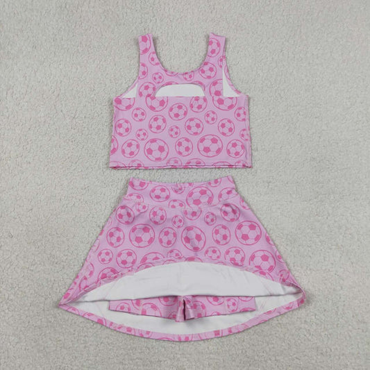 GSD1468 Soccer Pink Tank Top & Skirts Shorts Yoga Sets Baby Girls Active Wear