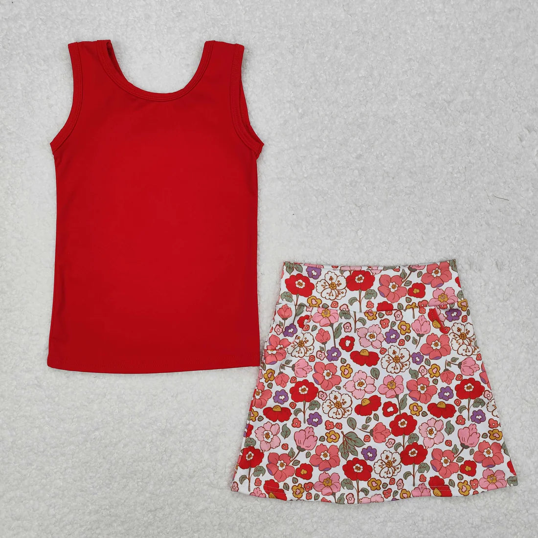 Sibling Baby Girls Vest Flowers Skirt Yoga Active Wear Clothes Sets