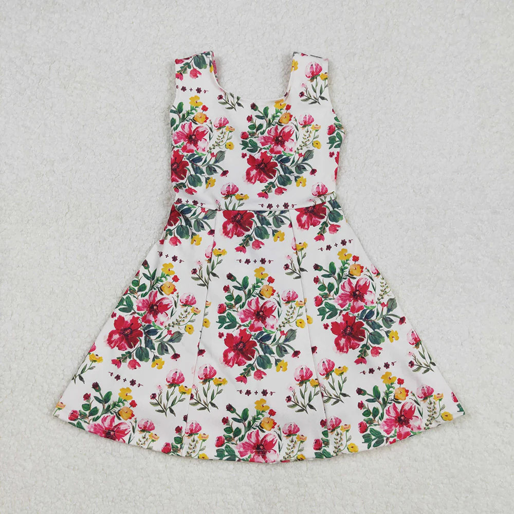 Sibling 9 Colors Baby Girls Red Flowers Active Yoga Athletic Dresses