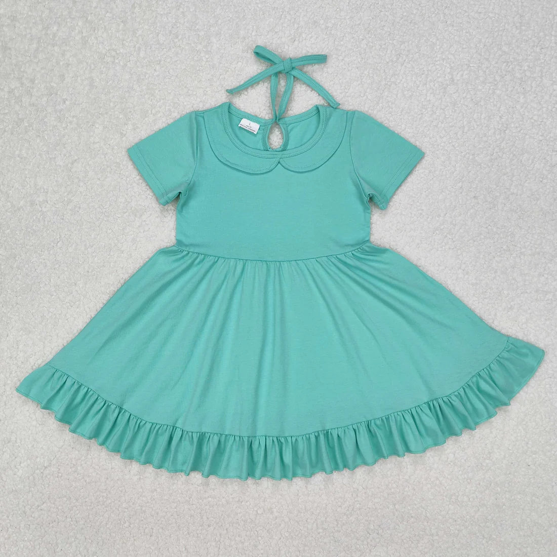 Sibling Baby Girls Round Collar Ruffle Knee Length Dresses