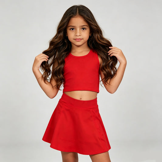 Toddler Girls Red Sleeveless Top & Skort Active Outfit