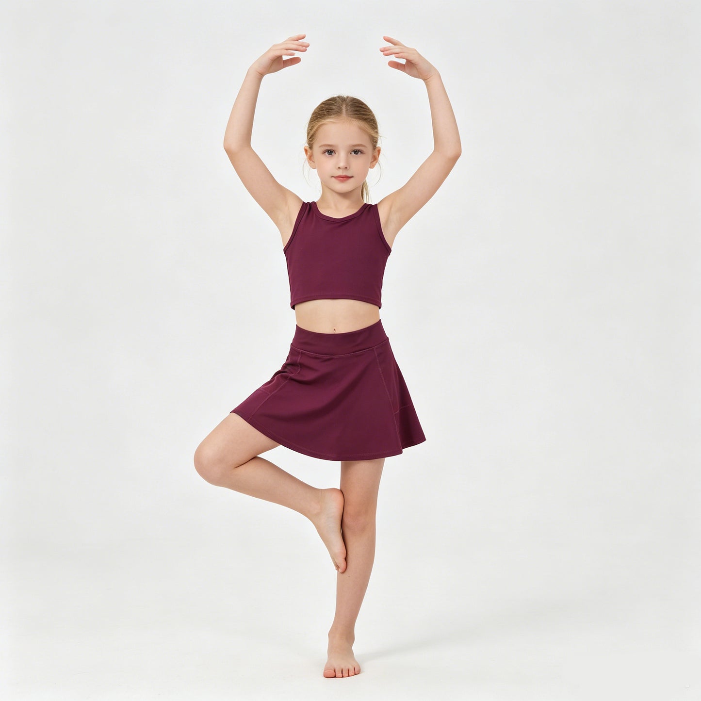 Toddler Girls Maroon Sleeveless Top & Skort Active Outfit