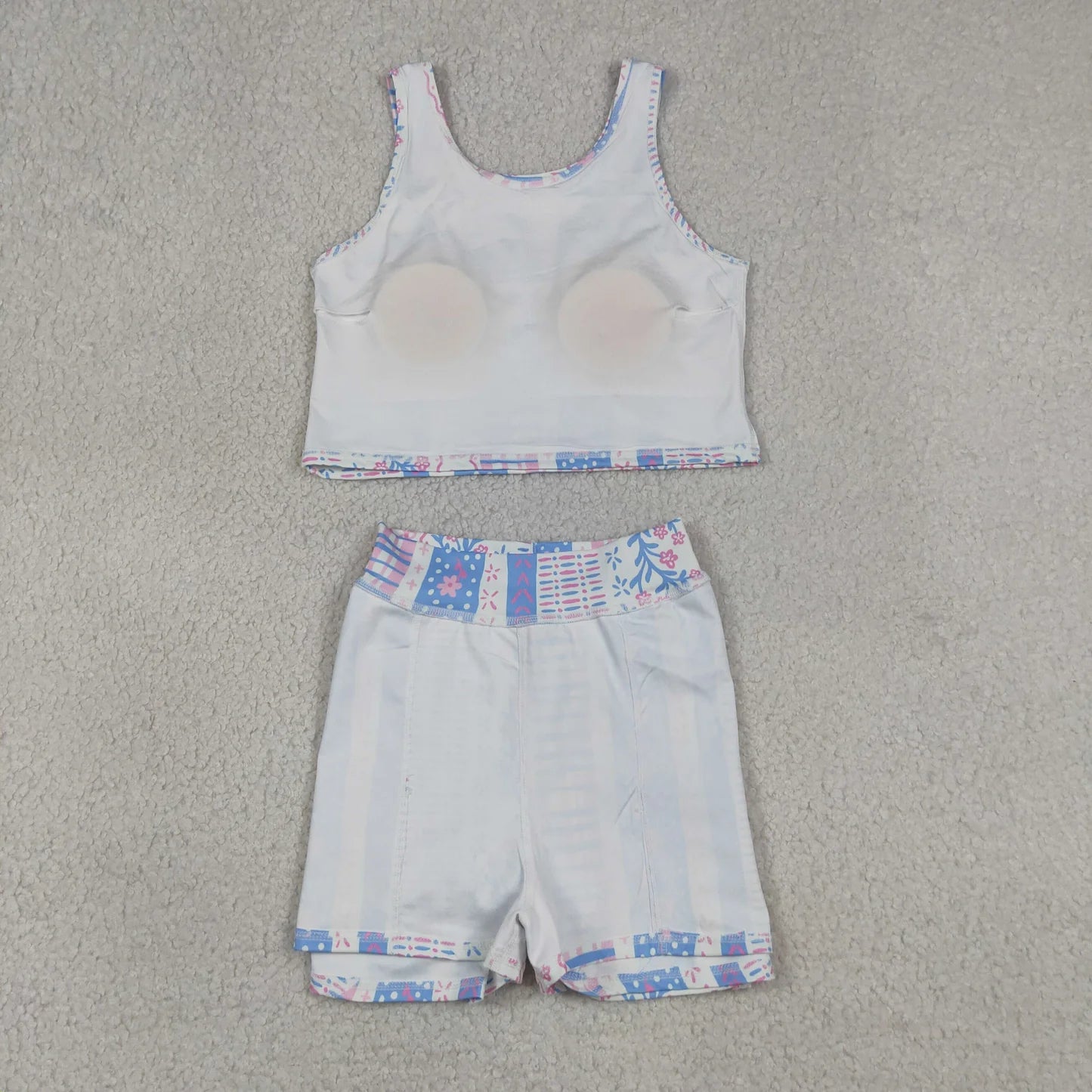 Sibling Baby Girls Sleeveless Colorful Flowers Vest Skirt Shorts Yoga Active Clothes Sets