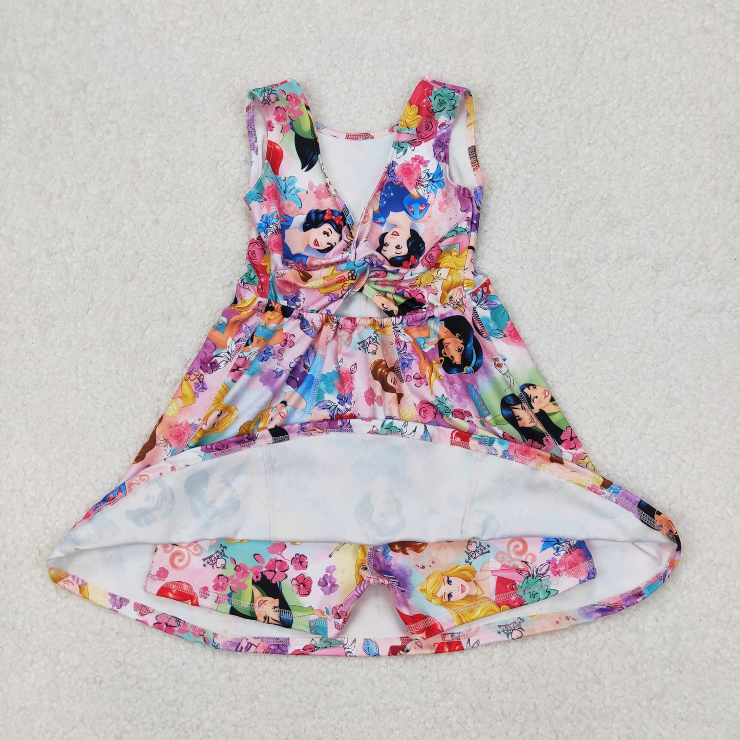 Sibling Baby Girls Sleeveless Flower Bows Yoga Active Shorts Knee Length Dresses