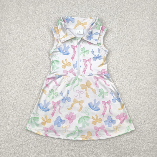 Sibling Baby Girls Colorful Bows Yoga Active Wear Skort Knee Length Dresses