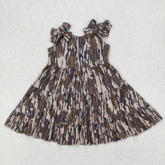GSD2203 Camo Print Girls Strap Knee Length Dress