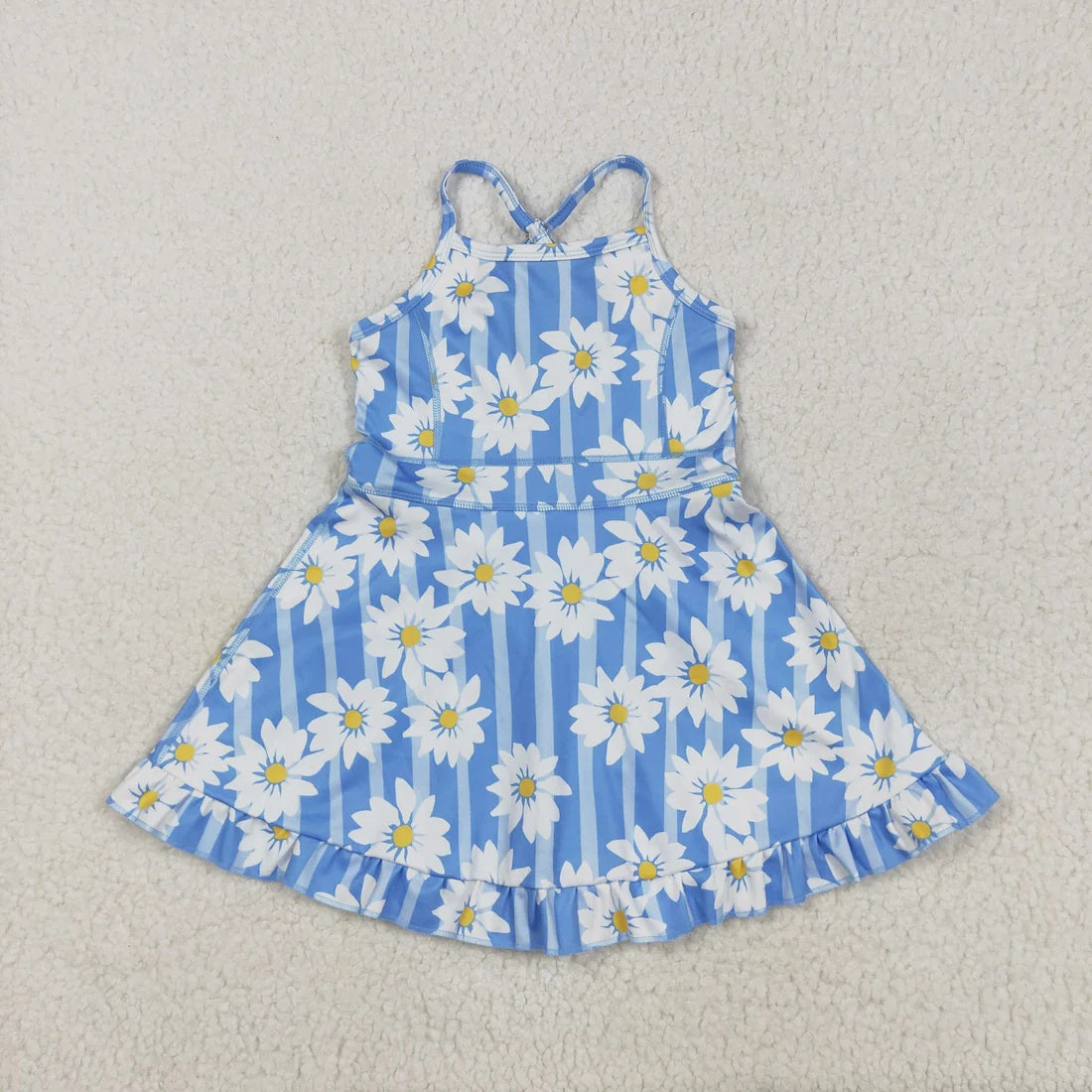 Girls Floral Halter Active Dress with Built-in Shorts - Toddler Summer Sporty Skort