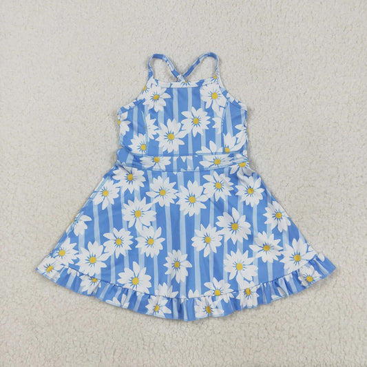 Girls Floral Halter Active Dress with Built-in Shorts - Toddler Summer Sporty Skort