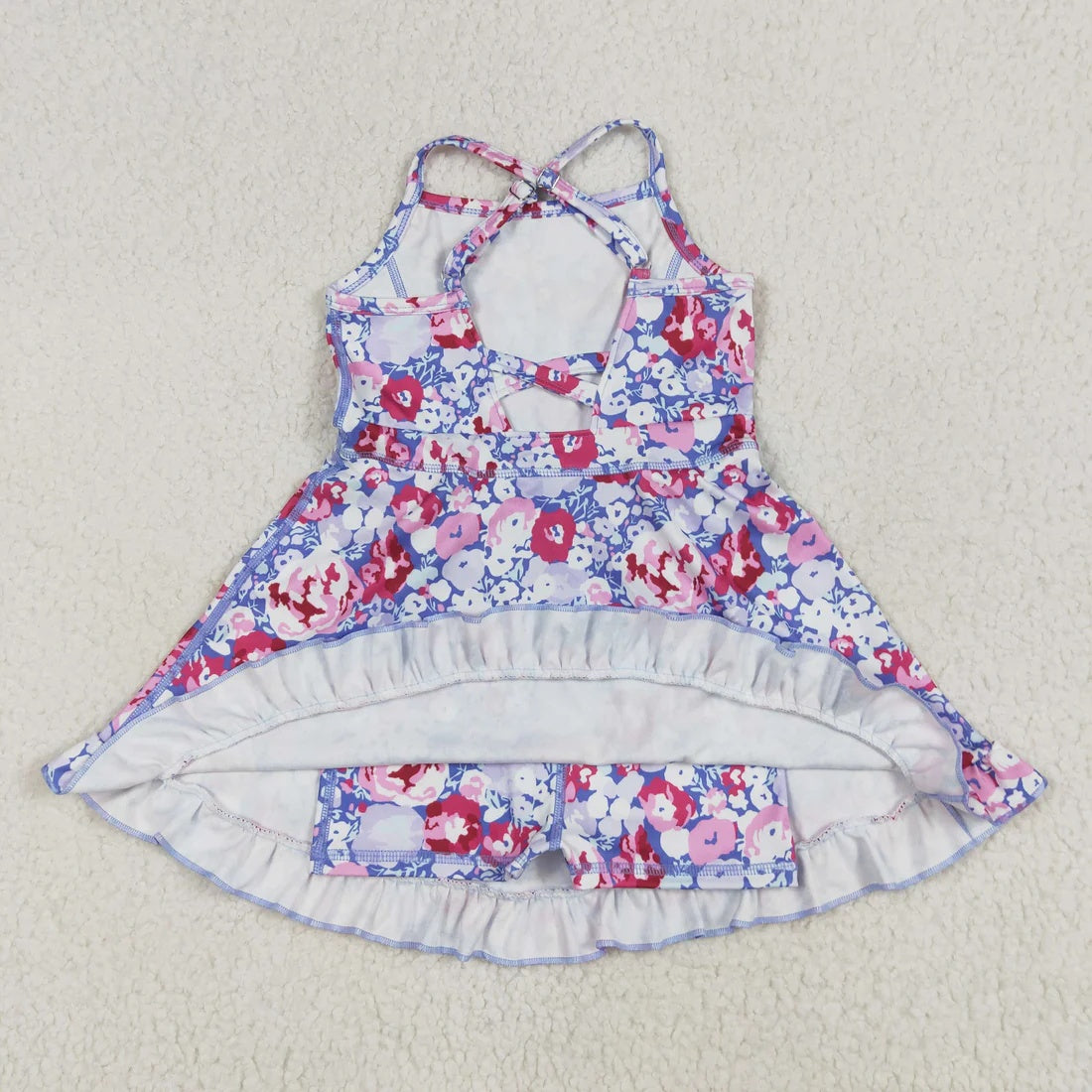 Girls Floral Halter Active Dress with Built-in Shorts - Toddler Summer Sporty Skort