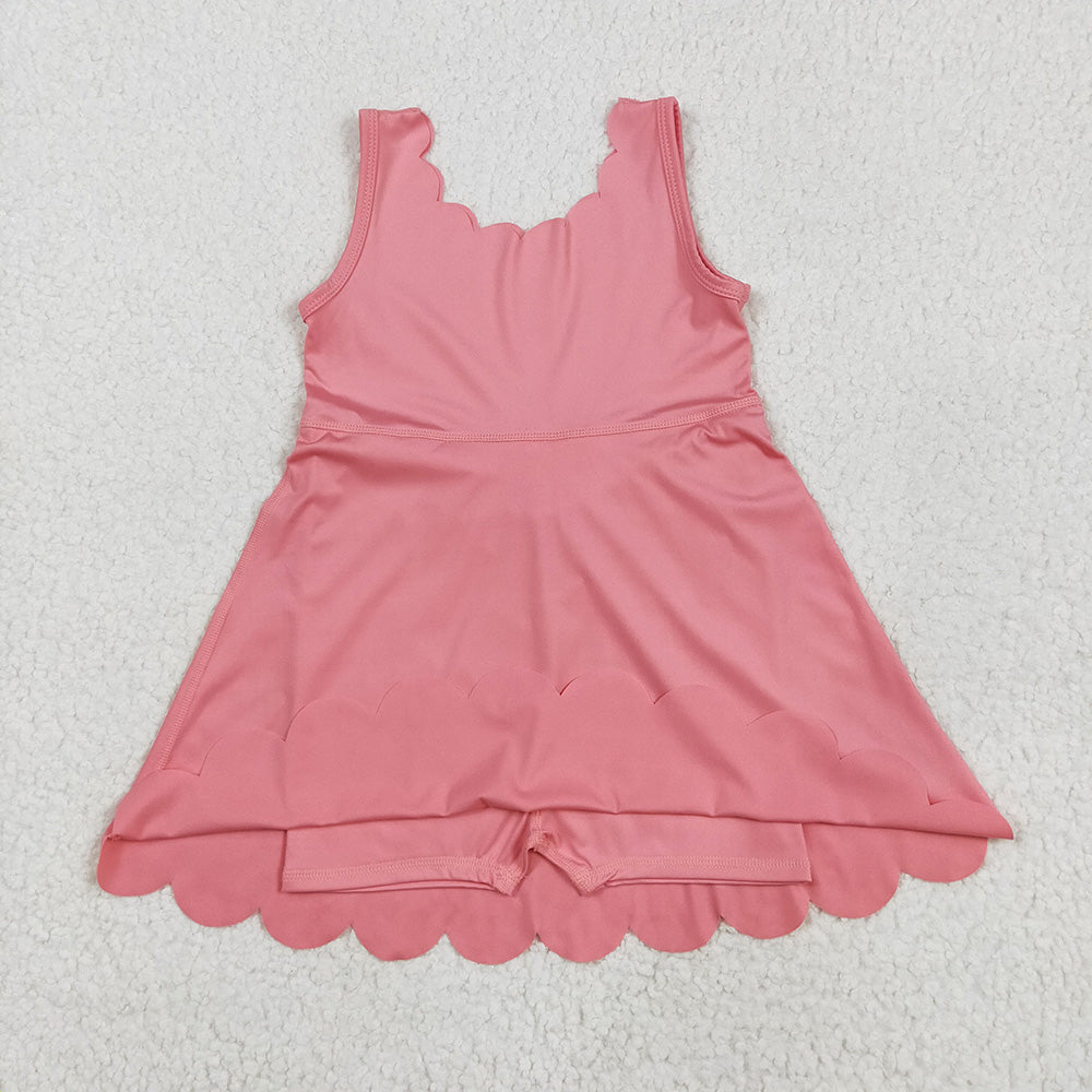 6 Colors Baby Girls Scallop Yoga Sleeveless Shorts Dresses Sisters Activity Wear